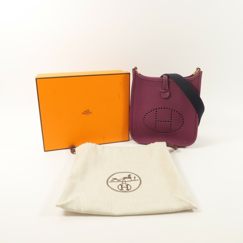 HERMES Clemence皮革Evelyne TPM金扣肩背袋Anemone-8