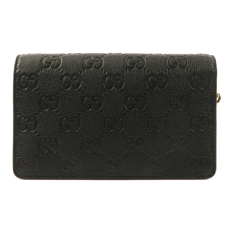 GUCCI 牛皮皮革GG Emblem Wallet On Chain金扣鏈帶肩背袋-1