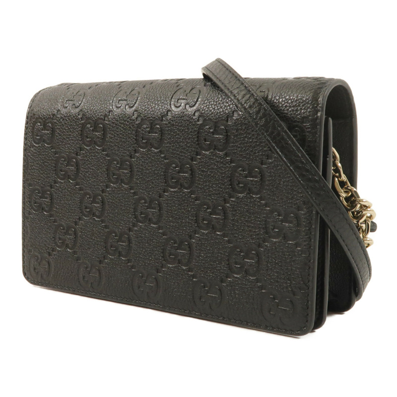 GUCCI 牛皮皮革GG Emblem Wallet On Chain金扣鏈帶肩背袋-2