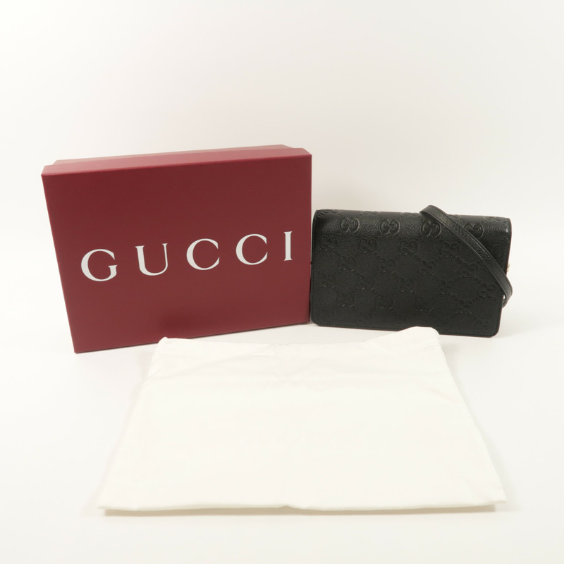 GUCCI 牛皮皮革GG Emblem Wallet On Chain金扣鏈帶肩背袋-8