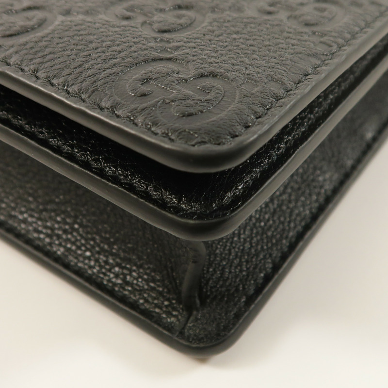 GUCCI 牛皮皮革GG Emblem Wallet On Chain金扣鏈帶肩背袋-9