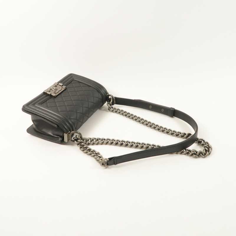 CHANEL 羊皮皮革Boy 20鏈帶肩背袋-7