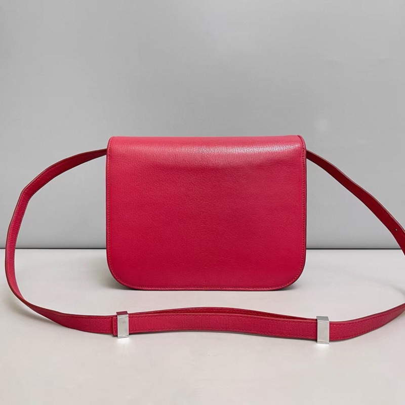 Celine賽琳 Classic Box中號玫粉色荔枝紋包-1