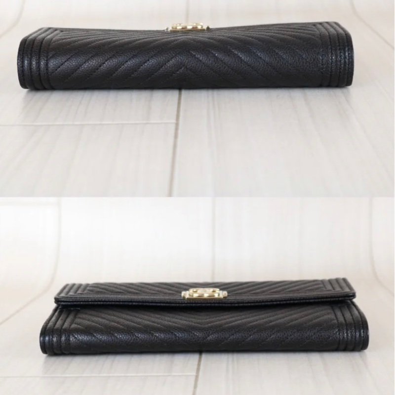 「JL精品代購」98新 Chanel 香奈兒 v型翻蓋長夾-2