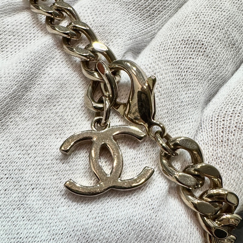 Chanel 22s 黑色琺瑯古巴項鍊-2