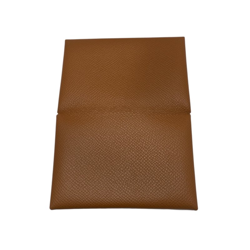 HERMES 愛馬仕 CALVI DUO 零錢包 牛皮 金棕色  Z刻印-5