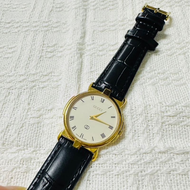 GUCCI 雪莉系列 3400 金色羅馬錶盤手錶 極美✨-1