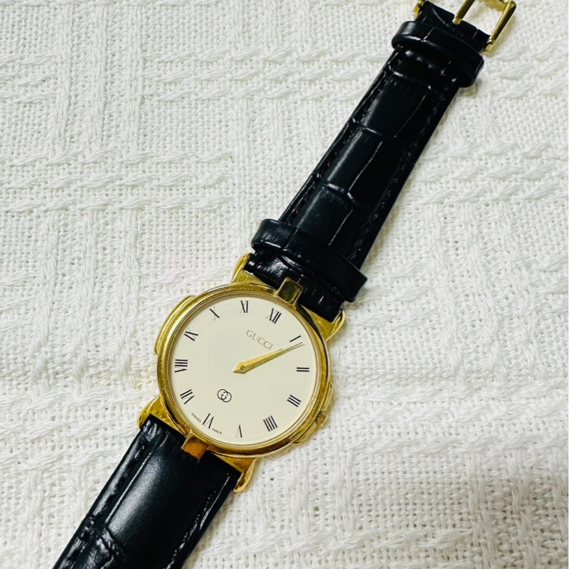 GUCCI 雪莉系列 3400 金色羅馬錶盤手錶 極美✨-3
