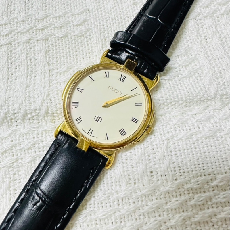 GUCCI 雪莉系列 3400 金色羅馬錶盤手錶 極美✨-5