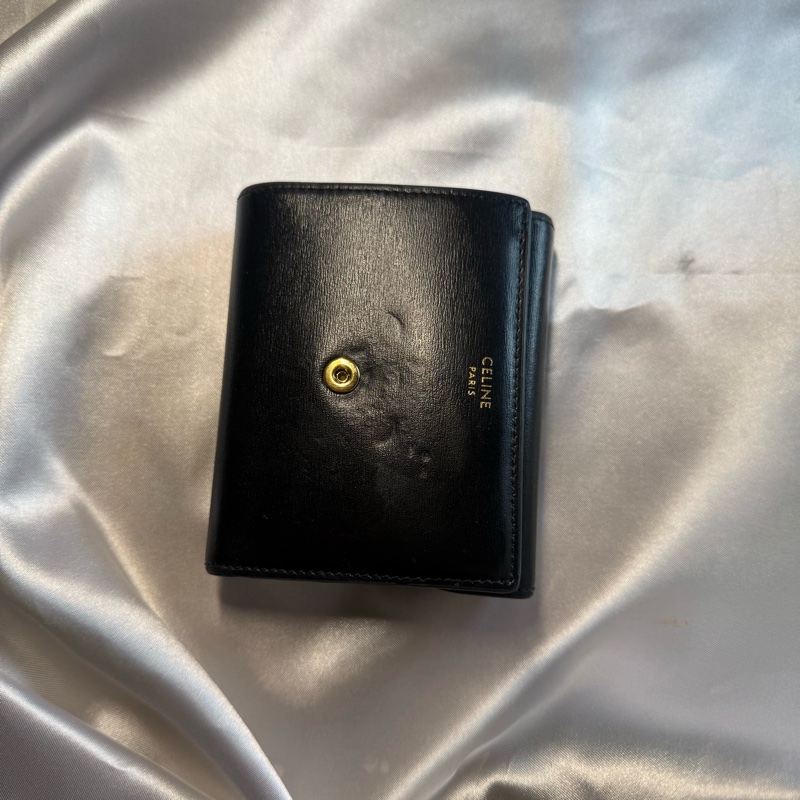 Celine 凱旋門金釦黑短夾-6