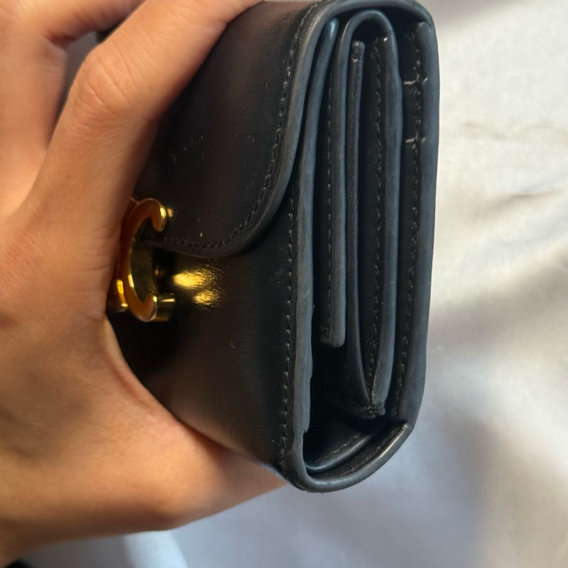 Celine 凱旋門金釦黑短夾-8