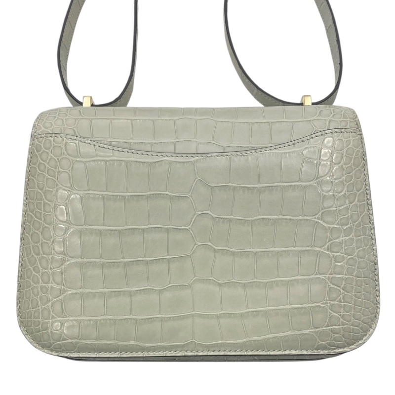 HERMES 愛馬仕 CONSTANCE 19 康康包 ALLIGATOR 鱷魚皮 冰川白 金釦-2