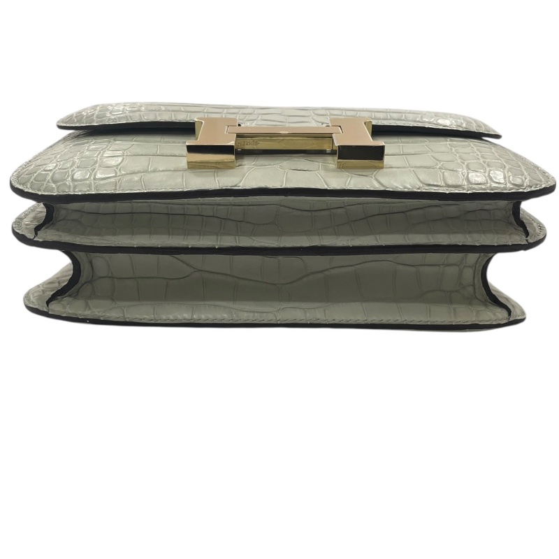 HERMES 愛馬仕 CONSTANCE 19 康康包 ALLIGATOR 鱷魚皮 冰川白 金釦-5