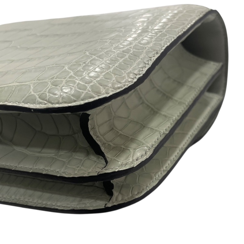 HERMES 愛馬仕 CONSTANCE 19 康康包 ALLIGATOR 鱷魚皮 冰川白 金釦-9