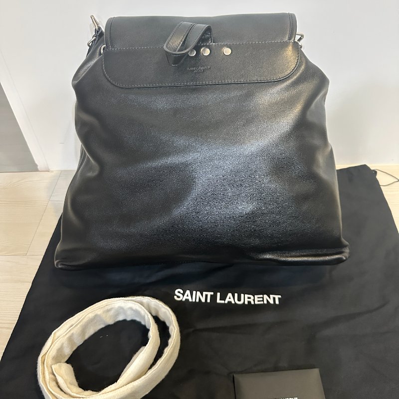 SAINT LAURENT 真皮後背包｜全新未使用｜黑色經典款｜附原廠配件✨-4