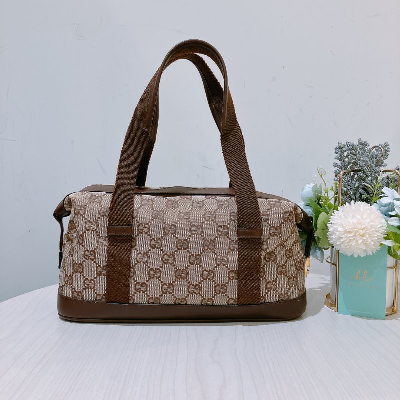 TK1972 Gucci 古馳復古經典花紋手拿包包 Vintage GG Jacquard Handbag Canvas Brown-0