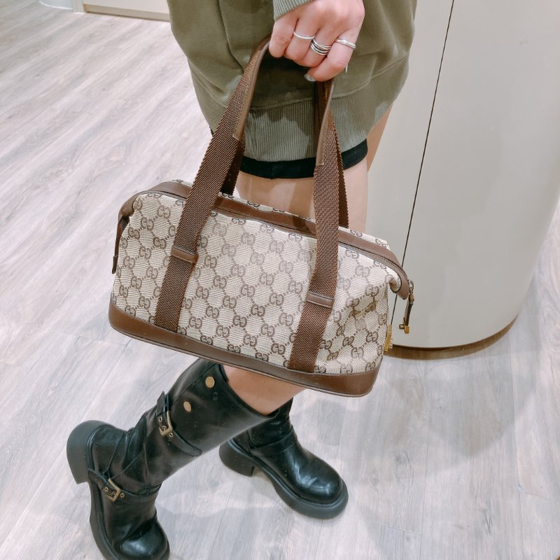 TK1972 Gucci 古馳復古經典花紋手拿包包 Vintage GG Jacquard Handbag Canvas Brown-1