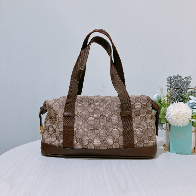 TK1972 Gucci 古馳復古經典花紋手拿包包 Vintage GG Jacquard Handbag Canvas Brown-2