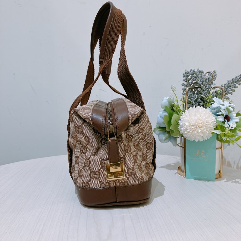 TK1972 Gucci 古馳復古經典花紋手拿包包 Vintage GG Jacquard Handbag Canvas Brown-3