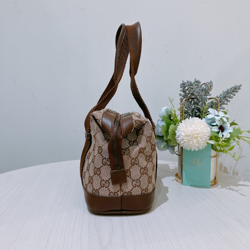 TK1972 Gucci 古馳復古經典花紋手拿包包 Vintage GG Jacquard Handbag Canvas Brown-4