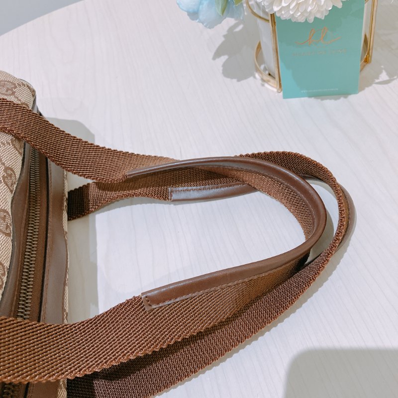 TK1972 Gucci 古馳復古經典花紋手拿包包 Vintage GG Jacquard Handbag Canvas Brown-10