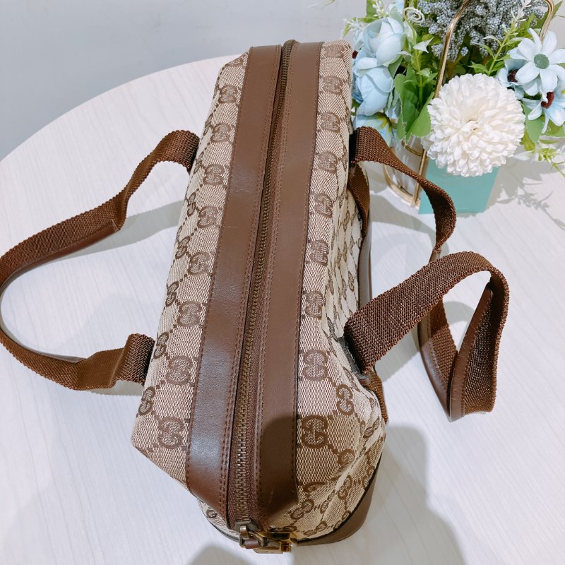 TK1972 Gucci 古馳復古經典花紋手拿包包 Vintage GG Jacquard Handbag Canvas Brown-13