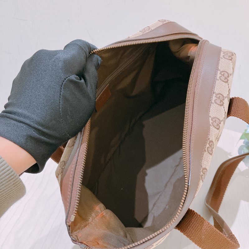 TK1972 Gucci 古馳復古經典花紋手拿包包 Vintage GG Jacquard Handbag Canvas Brown-19