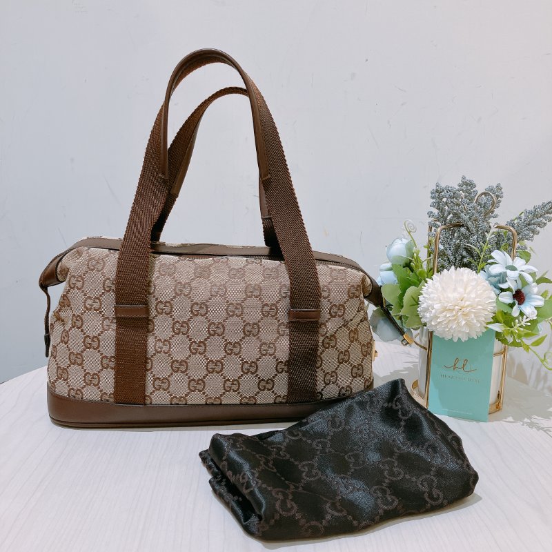 TK1972 Gucci 古馳復古經典花紋手拿包包 Vintage GG Jacquard Handbag Canvas Brown-20