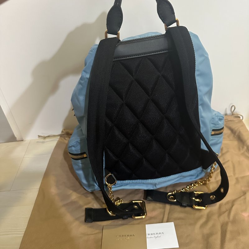 BURBERRY 藍色尼龍後背包|全新未使用|輕量時尚款|附完整配件✨-5