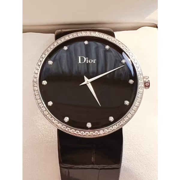 [6.5折］ 稀有少見 DIOR 珍稀鑽錶 黑色鱷魚皮錶帶-2