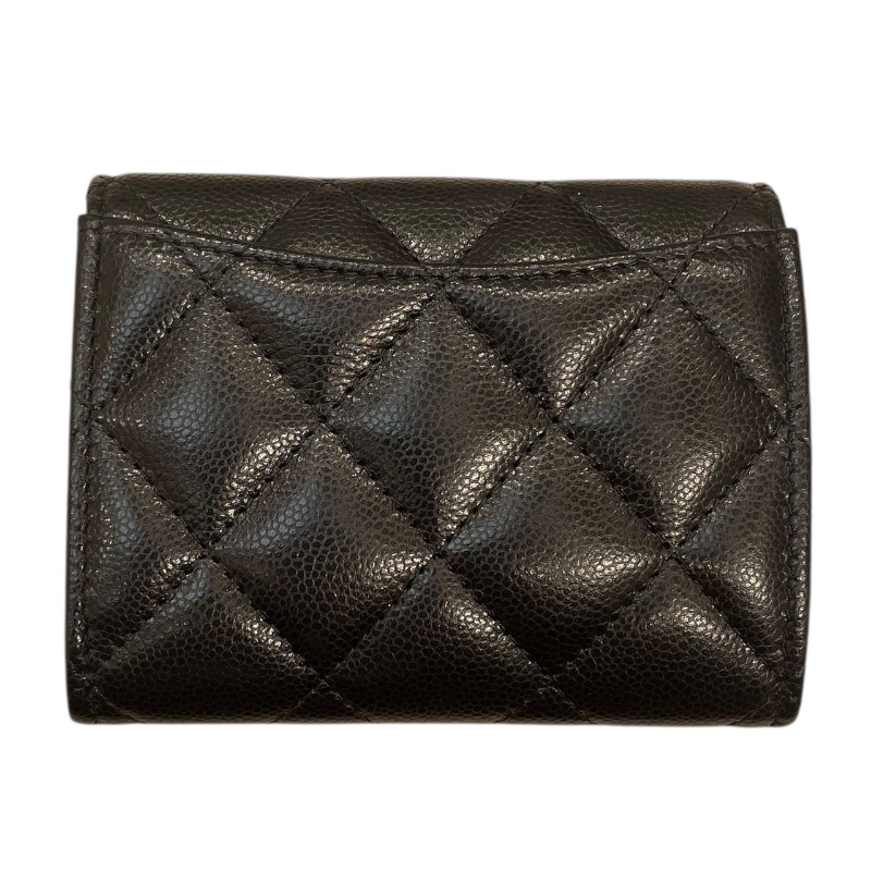 CHANEL 香奈兒 AP0238 鏈條小卡夾 荔枝牛皮 黑色 金釦-2