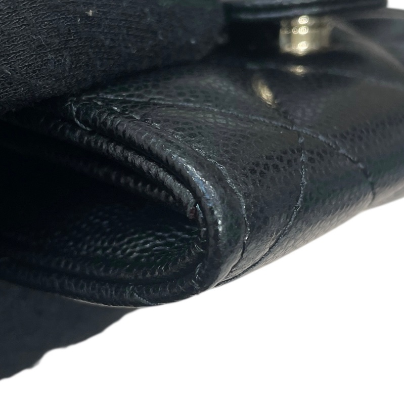 CHANEL 香奈兒 AP0238 鏈條小卡夾 荔枝牛皮 黑色 金釦-6