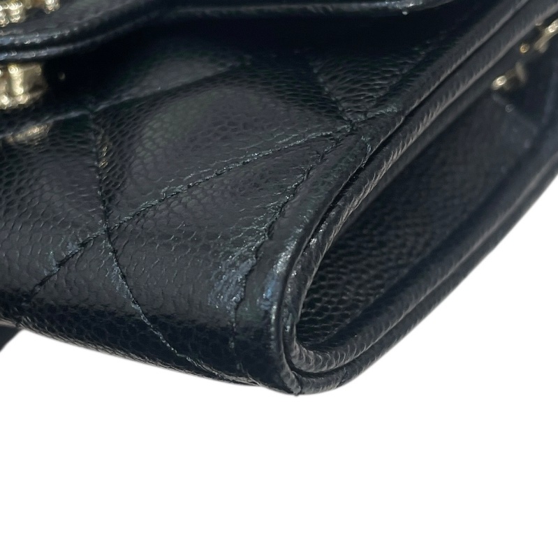 CHANEL 香奈兒 AP0238 鏈條小卡夾 荔枝牛皮 黑色 金釦-7