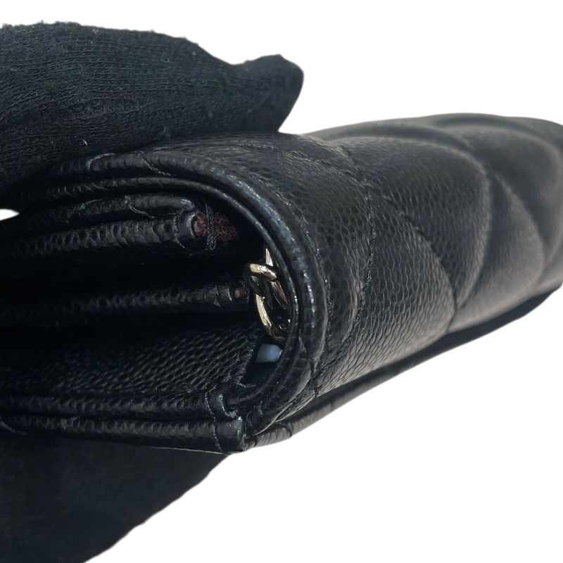 CHANEL 香奈兒 AP0238 鏈條小卡夾 荔枝牛皮 黑色 金釦-8