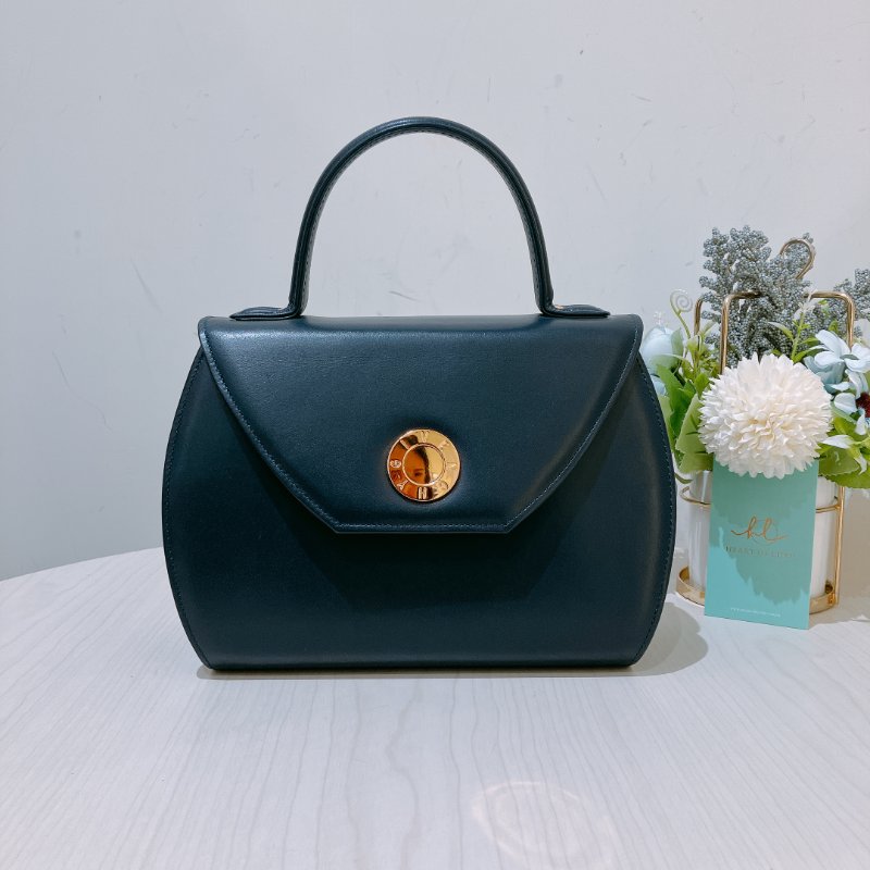 TK1974 Givenchy 紀梵希復古翻蓋式兩用包包 Vintage Circle Logo 2 Way Bag Calfskin Navy x GHW #1300875 1283577(80%New) (N/A)-0