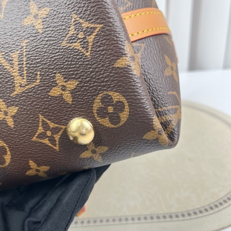 LV路易威登 26年3月4日全套 芯片款 Carryall PM小號子母包 經典老花滿印購物袋 塗層帆布拼牛皮飾邊 手提單肩包托特包 女款 棕色-10