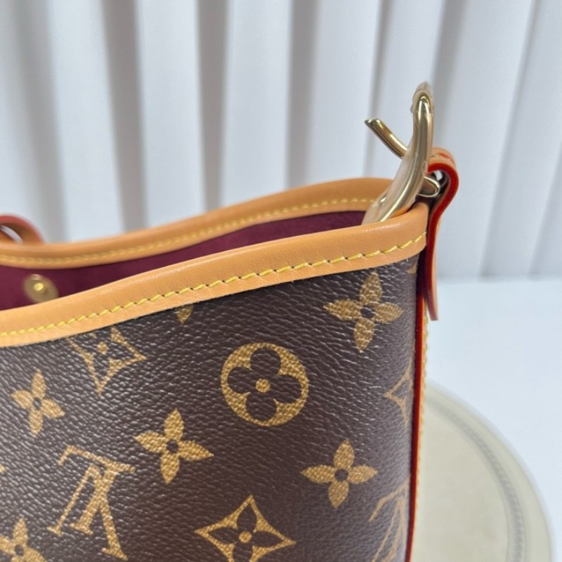 LV路易威登 26年3月4日全套 芯片款 Carryall PM小號子母包 經典老花滿印購物袋 塗層帆布拼牛皮飾邊 手提單肩包托特包 女款 棕色-24