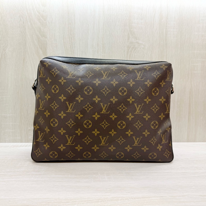 LV🤎老花拼黑色皮革Macassar Torres拉鍊側背包M40387-2