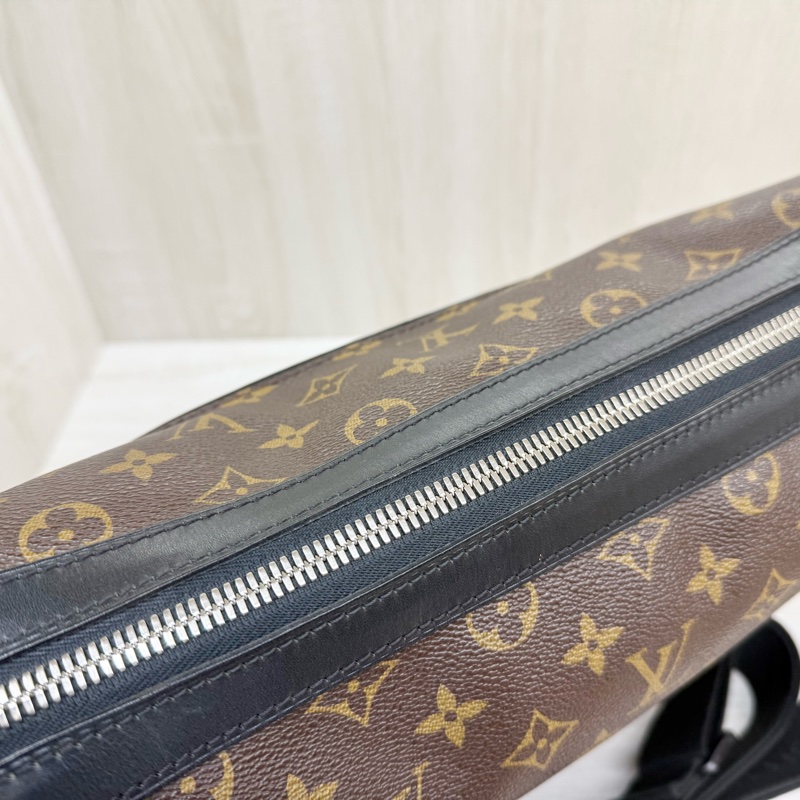 LV🤎老花拼黑色皮革Macassar Torres拉鍊側背包M40387-11