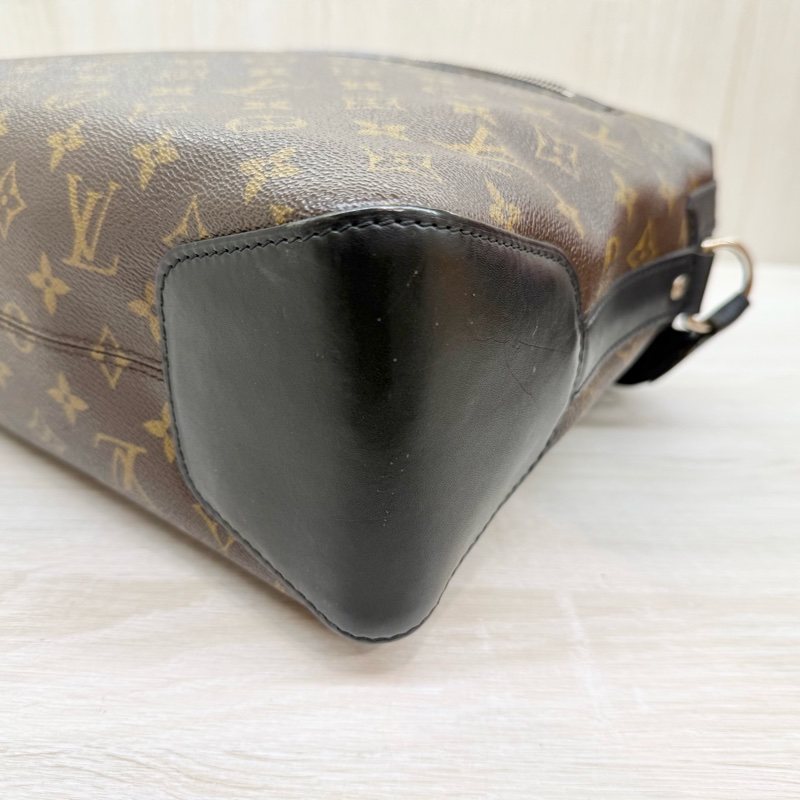 LV🤎老花拼黑色皮革Macassar Torres拉鍊側背包M40387-12