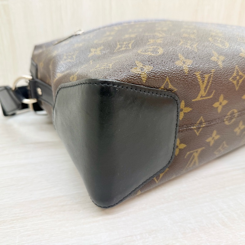 LV🤎老花拼黑色皮革Macassar Torres拉鍊側背包M40387-13