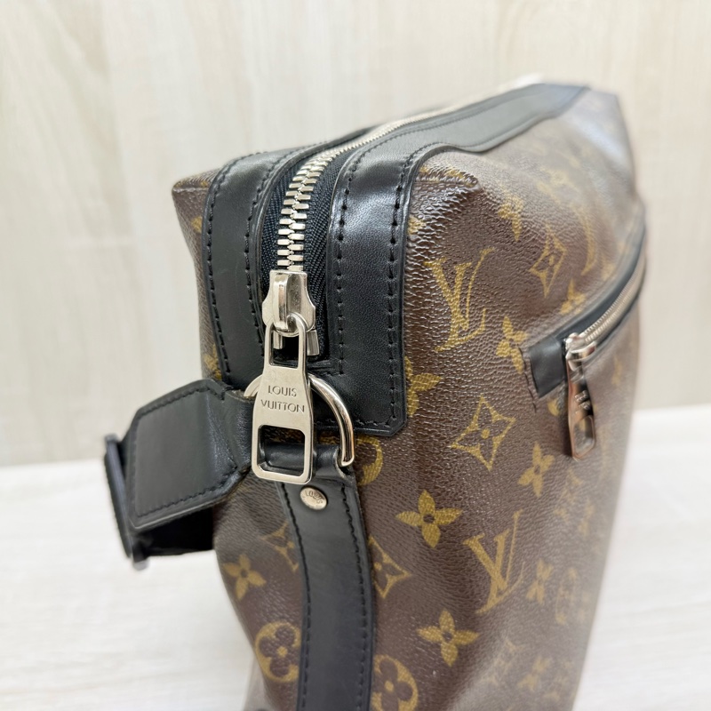LV🤎老花拼黑色皮革Macassar Torres拉鍊側背包M40387-14