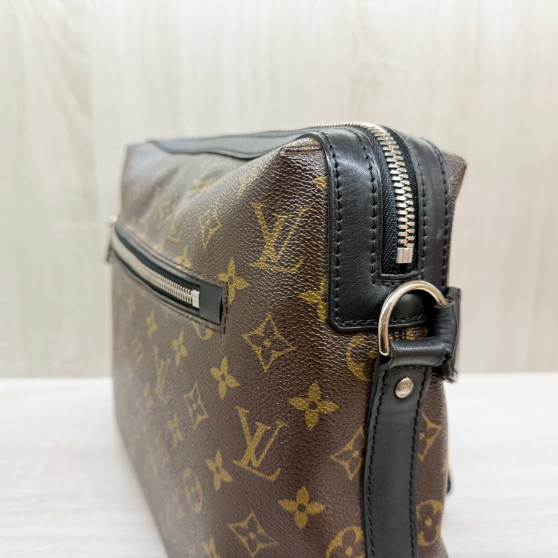 LV🤎老花拼黑色皮革Macassar Torres拉鍊側背包M40387-15
