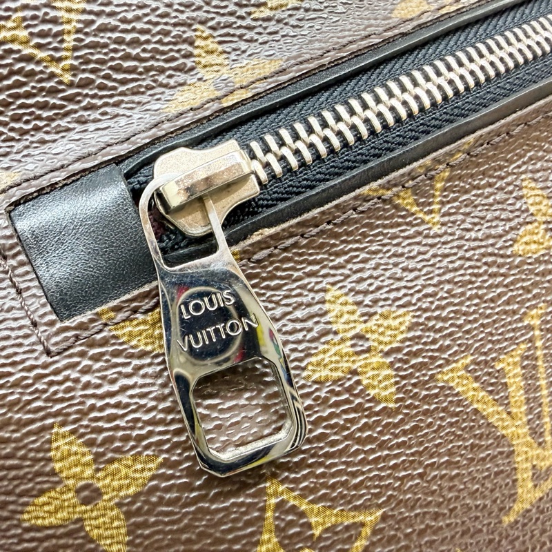 LV🤎老花拼黑色皮革Macassar Torres拉鍊側背包M40387-16