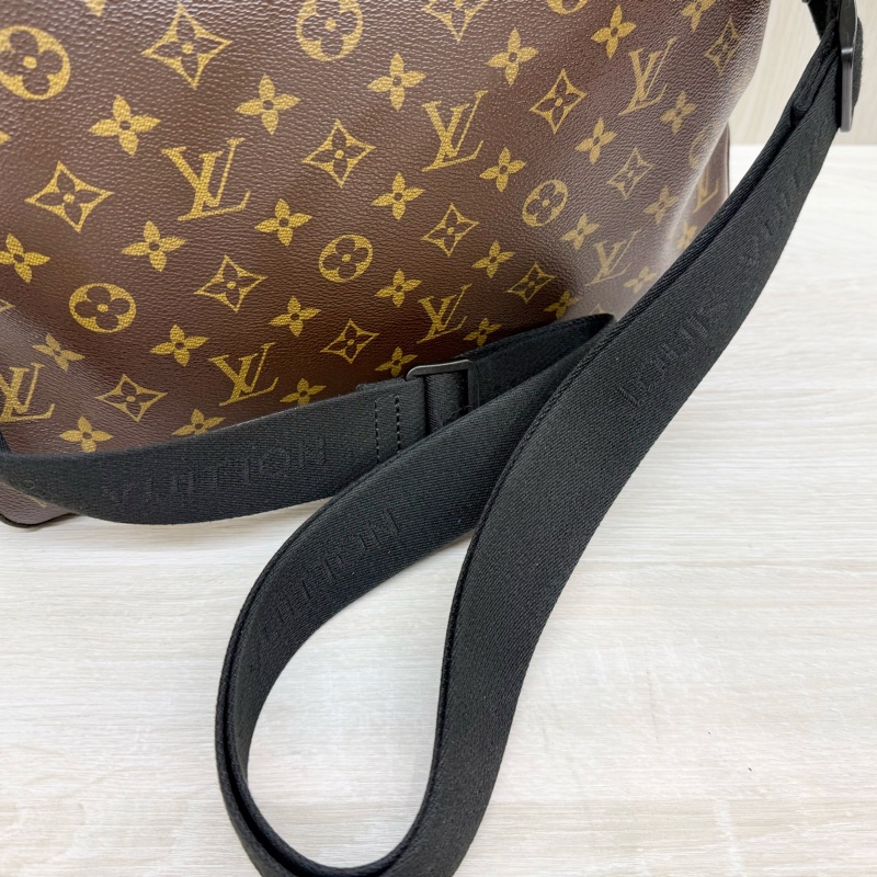 LV🤎老花拼黑色皮革Macassar Torres拉鍊側背包M40387-20