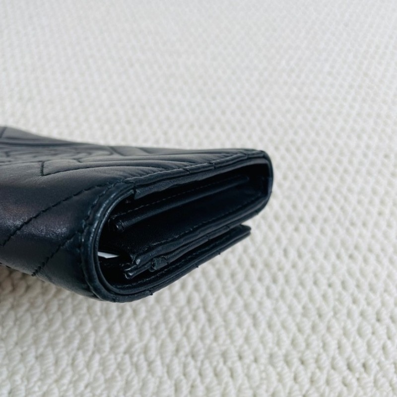 Gucci 古馳 marmont系列 金標Logo 銜縫皮革 長款翻蓋拉鍊錢包-8