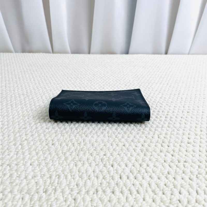 路易威登/Louis Vuitton 黑花對折護照夾/錢包 芯片款 男女通用款多卡位-4