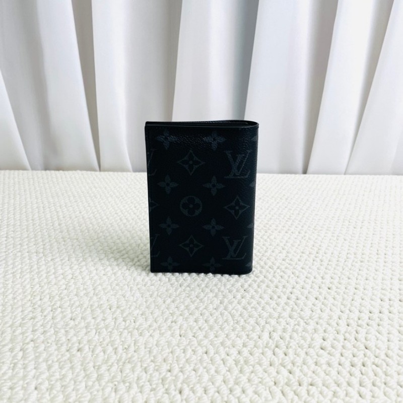 路易威登/Louis Vuitton 黑花對折護照夾/錢包 芯片款 男女通用款多卡位-6