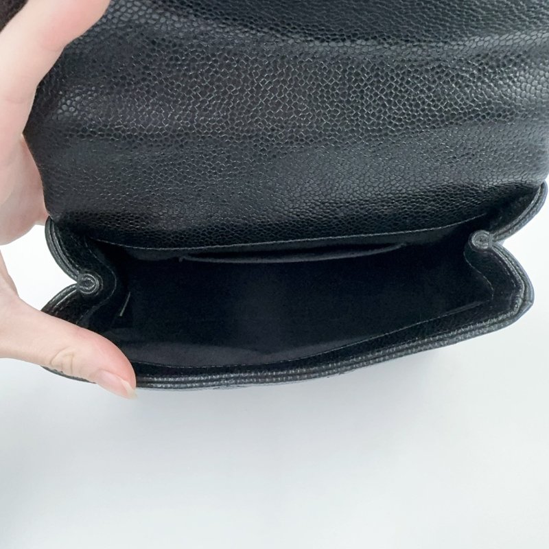 CHANEL黑色荔枝皮黑釦黑鍊季節款方胖/AS1784(非常稀有!)-9