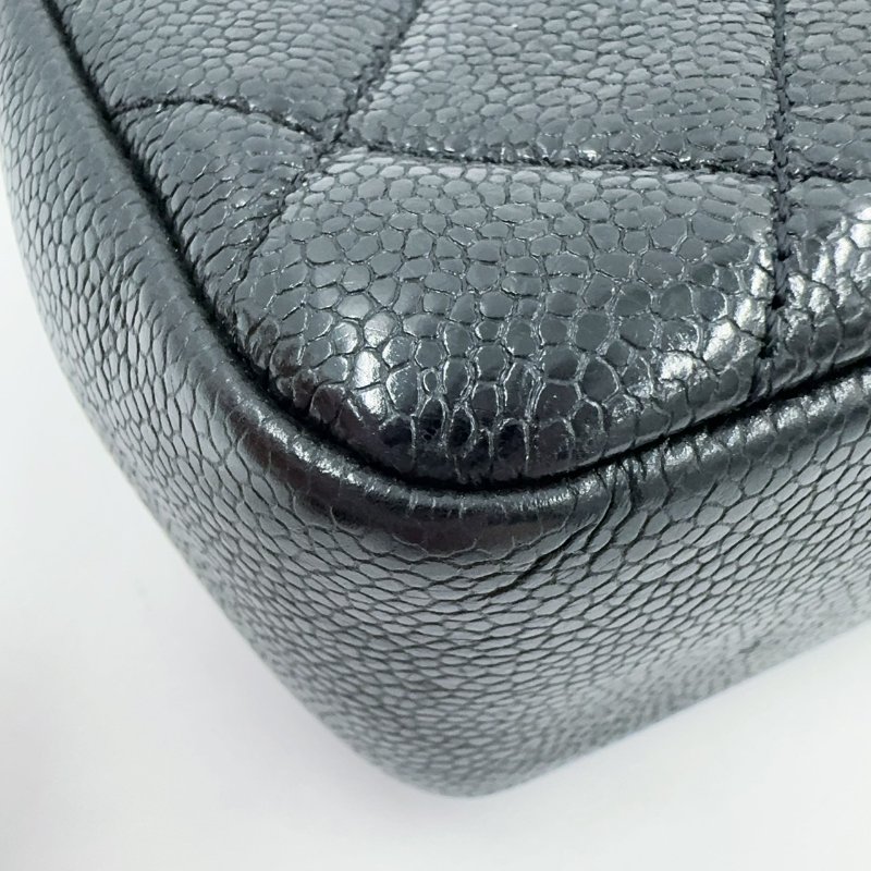 CHANEL黑色荔枝皮黑釦黑鍊季節款方胖/AS1784(非常稀有!)-10